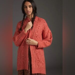 ANTHROPOLIGIE Nuria Cozy Coal Pink Cardigan Sweater